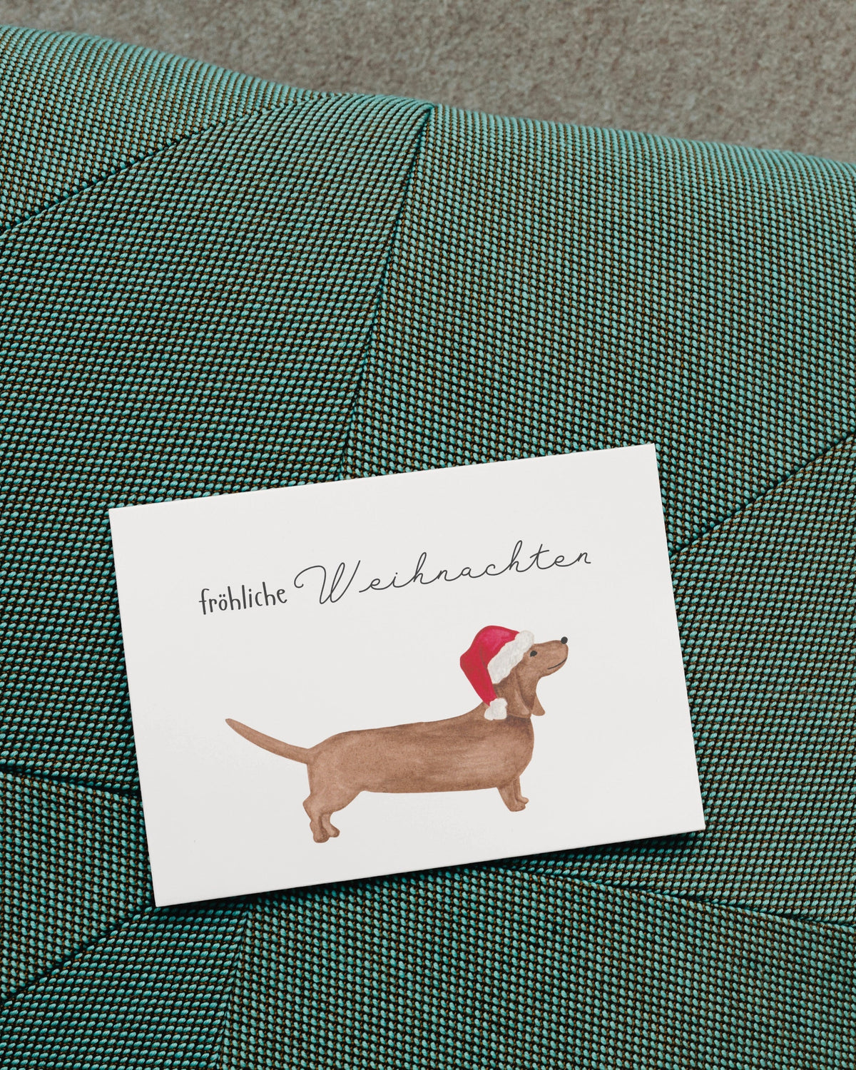 Weihnachtskarte mit Dackel - Klappkarte "Fröhliche Weihnachten"