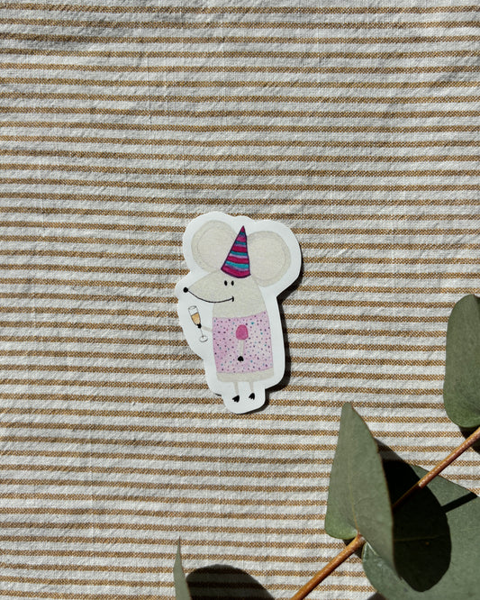 Sticker "Partymaus" - Aufkleber für Laptop, Notizbuch & Co.