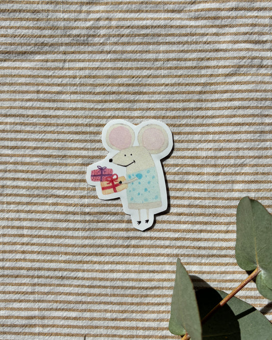 Sticker "Geburtstagsmaus" - Aufkleber für Laptop, Notizbuch & Co.