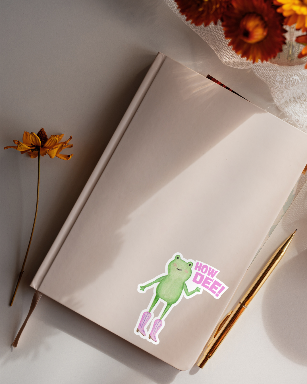 Sticker mit Frosch "How Dee" - Aufkleber für Laptop, Notizbuch & Co.