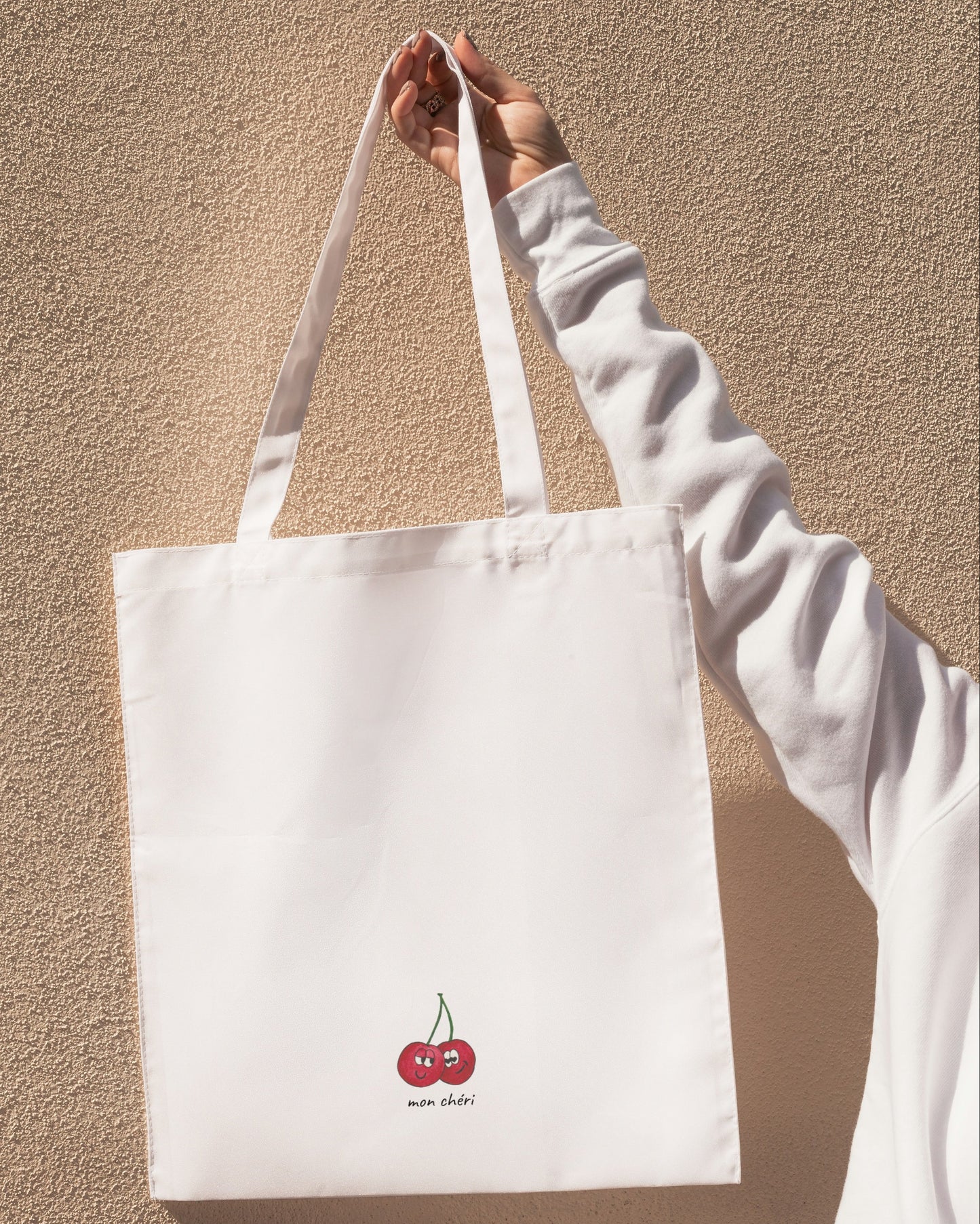Bügelbild mit Kirschen "mon cheri" - Stylishes Bügelpatch zum Aufbügeln