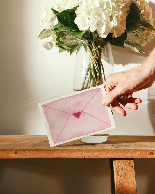 Romantische Karte mit Aquarell-Motiv - Schlichte Postkarte "Love Letter"