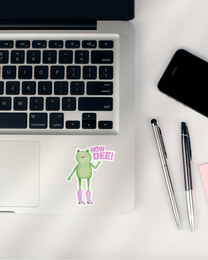 Sticker mit Frosch "How Dee" - Aufkleber für Laptop, Notizbuch & Co.