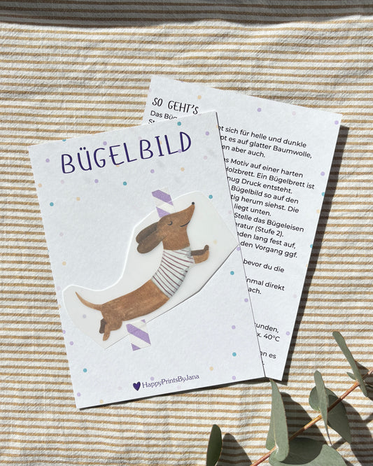 Bügelbild Dackel - Niedliches Bügelpatch zum Aufbügeln