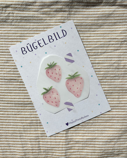 Bügelbild Erdbeeren - Sommerliches Bügelpatch zum Aufbügeln