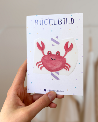 Bügelbild Krabbe - Maritimes Bügelpatch zum Aufbügeln