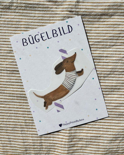 Bügelbild Dackel - Niedliches Bügelpatch zum Aufbügeln