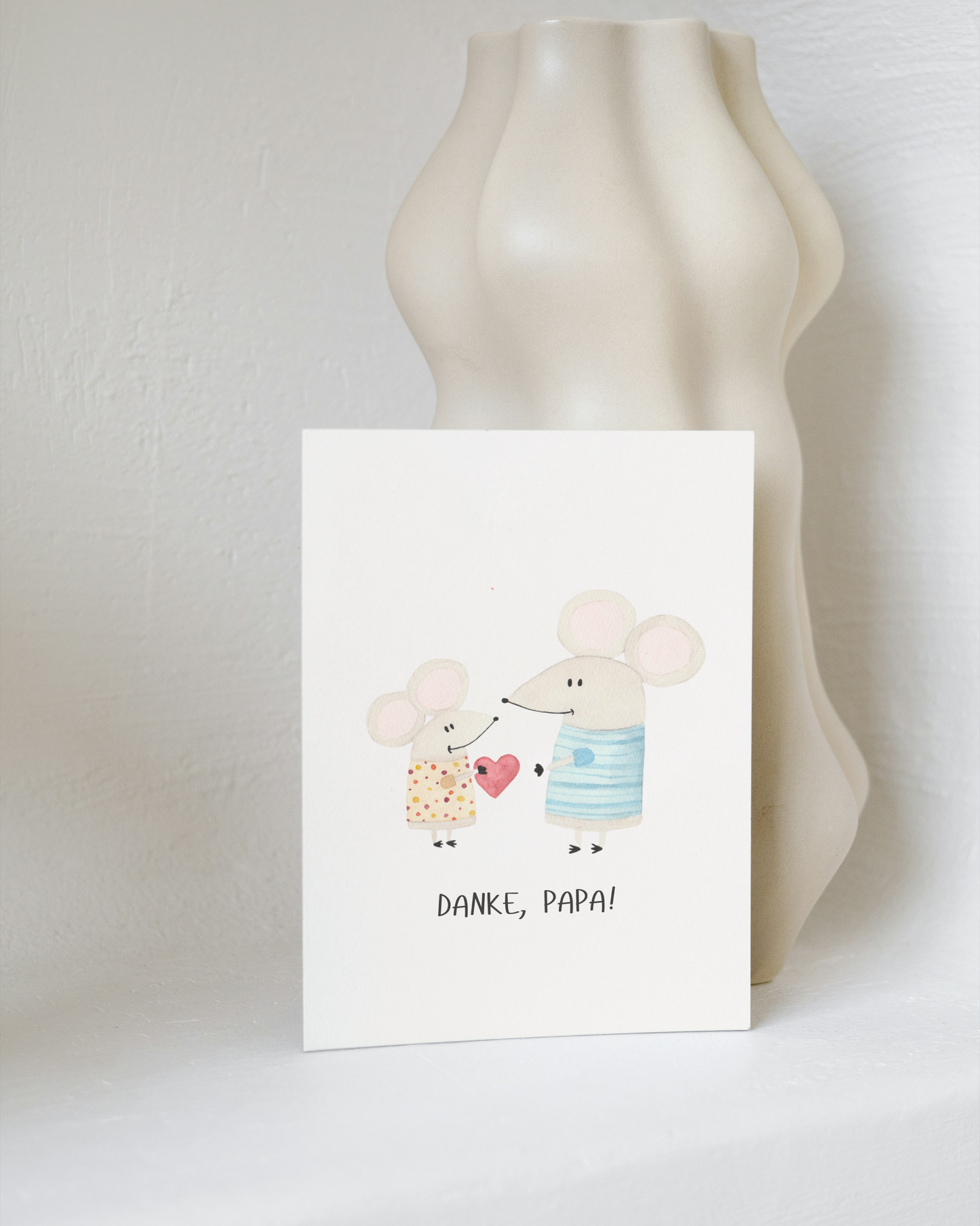 Vatertagskarte mit Mäusen - Niedliche Postkarte zum Vatertag „Danke Papa!“