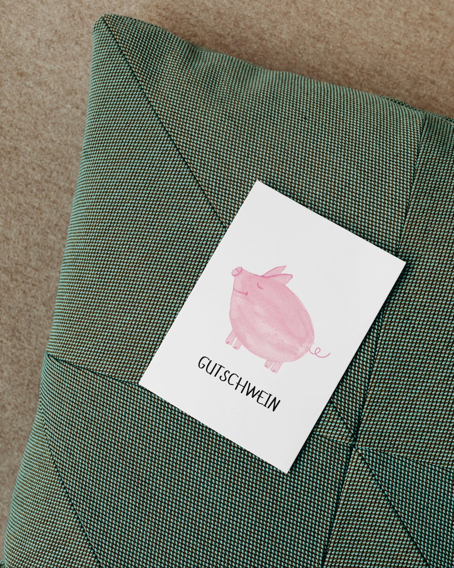 Gutscheinkarte mit Schwein - Lustige Postkarte "Gutschwein"
