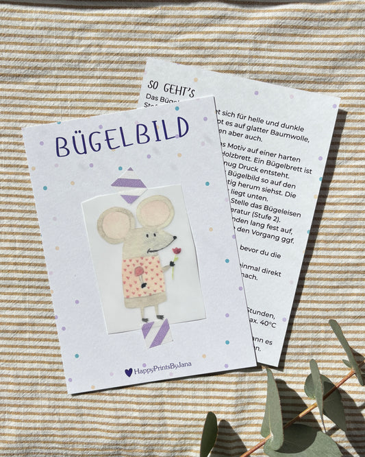 Bügelbild Maus - Süßes Bügelpatch zum Aufbügeln