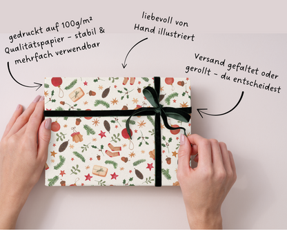 Geschenkpapier "Hygge" 50x70cm - Weihnachtsgeschenkpapier