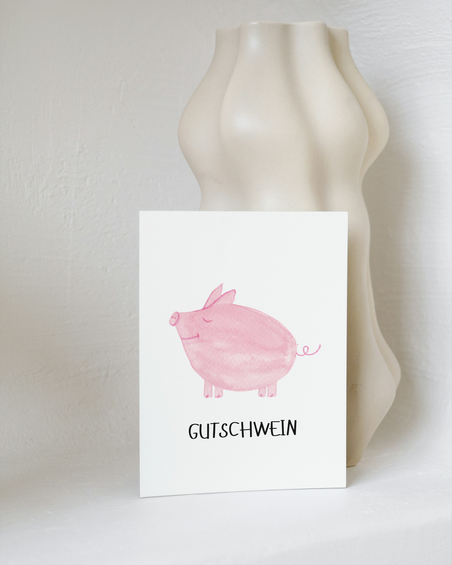 Gutscheinkarte mit Schwein - Lustige Postkarte "Gutschwein"