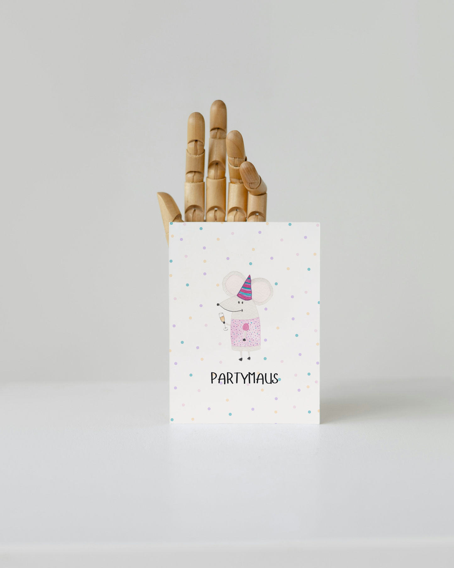 Geburtstagskarte mit Maus - Süße Postkarte "Partymaus"