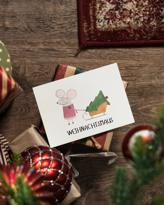 Weihnachtskarte mit Maus - Einzigartige Karte "Weihnachtsmaus"