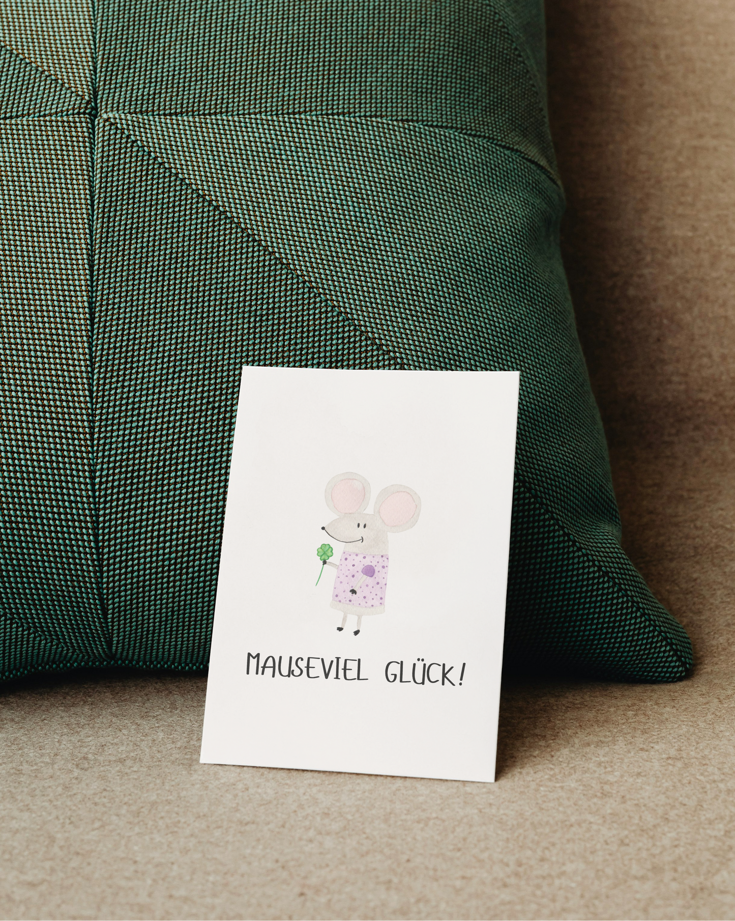 Viel Glück Karte mit Maus - Süße Postkarte "Mauseviel Glück"
