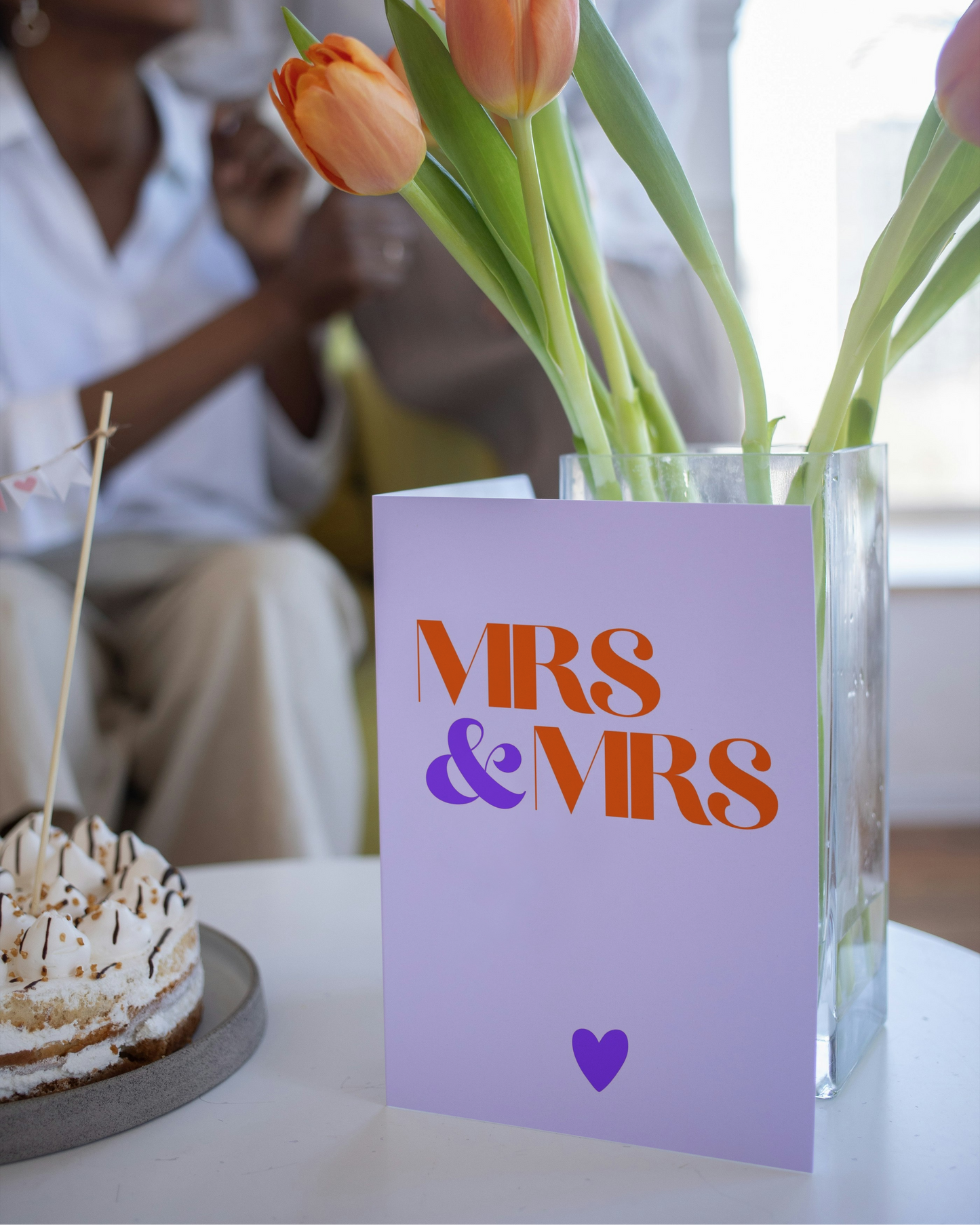 Glückwunschkarte zur Hochzeit für Lesben - Schlichte Hochzeitskarte "Mrs & Mrs"