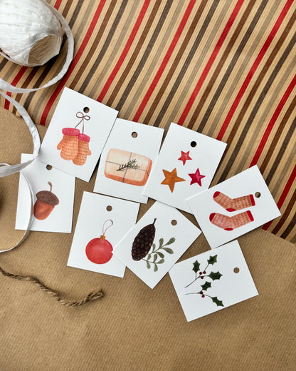 Weihnachtliche Geschenkanhänger - Winterliche Aquarellmotive