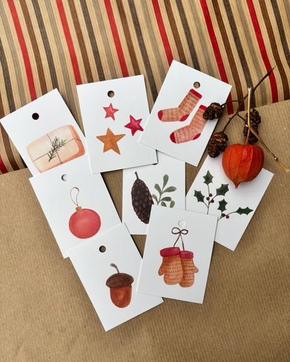 Weihnachtliche Geschenkanhänger - Winterliche Aquarellmotive
