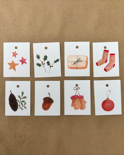 Weihnachtliche Geschenkanhänger - Winterliche Aquarellmotive