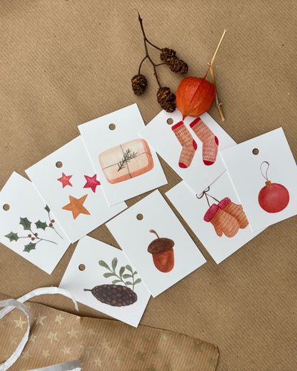 Weihnachtliche Geschenkanhänger - Winterliche Aquarellmotive