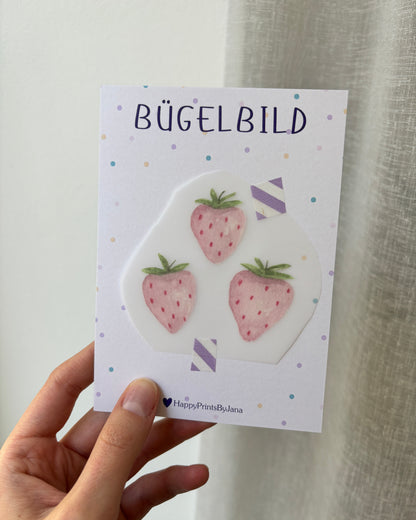 Bügelbild Erdbeeren - Sommerliches Bügelpatch zum Aufbügeln