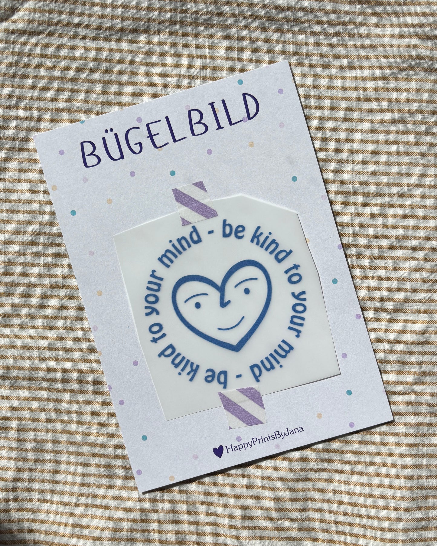 Bügelbild mit Herz "Be Kind to Your Mind" - Achtsames Bügelpatch zum Aufbügeln