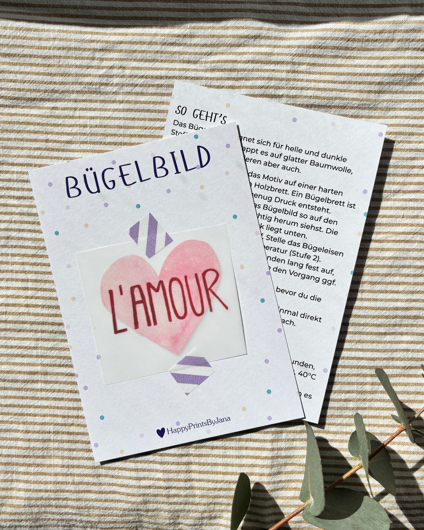 Bügelbild mit Herz "L'Amour" - Stylishes Bügelpatch zum Aufbügeln