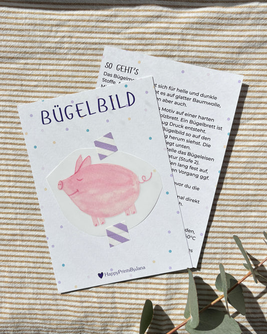 Bügelbild Schwein - Witziges Bügelpatch zum Aufbügeln