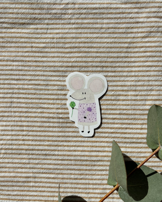 Sticker "Glücksmaus" - Aufkleber für Laptop, Notizbuch & Co.