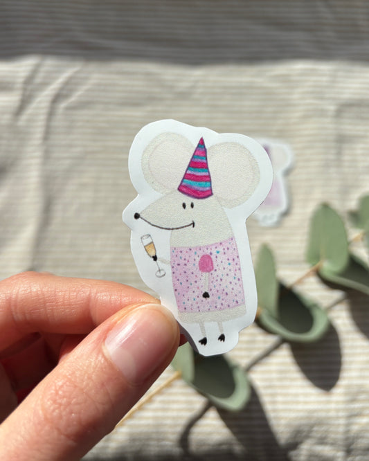 Sticker "Partymaus" - Aufkleber für Laptop, Notizbuch & Co.