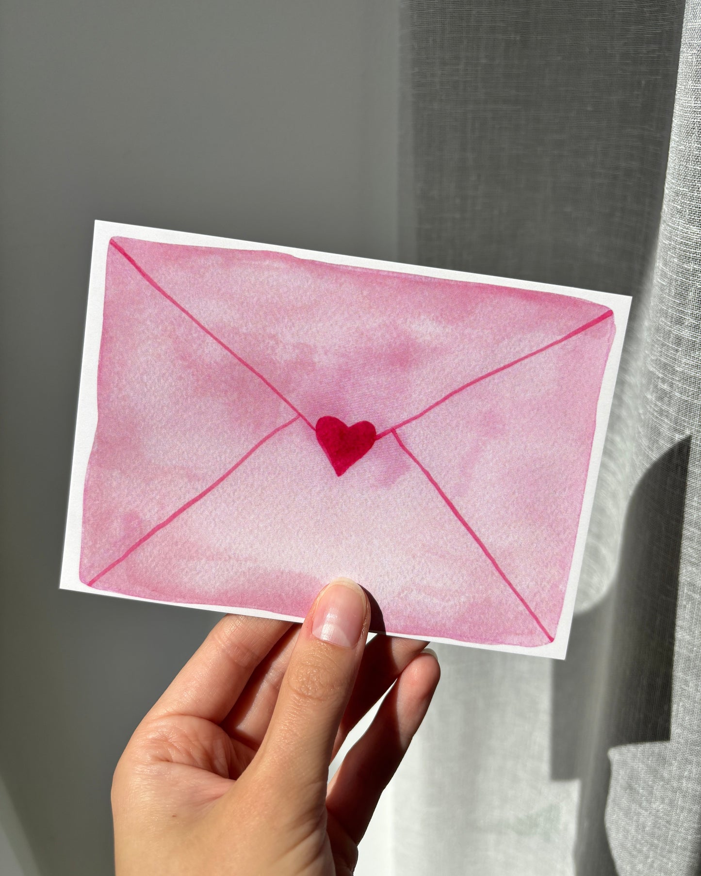 Romantische Karte mit Aquarell-Motiv - Schlichte Postkarte "Love Letter"