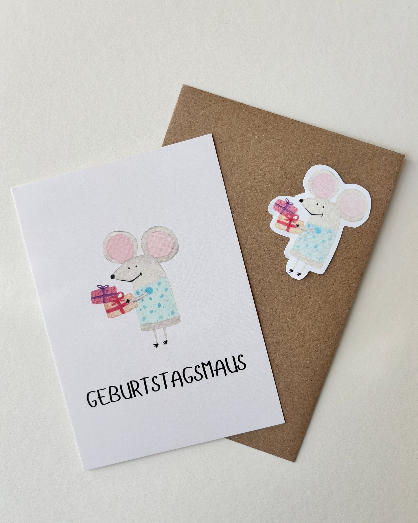 Sticker "Geburtstagsmaus" - Aufkleber für Laptop, Notizbuch & Co.