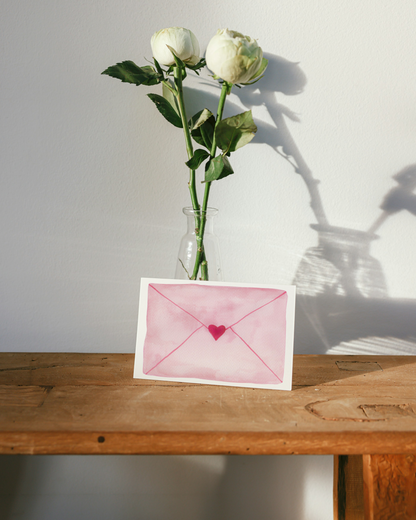 Romantische Karte mit Aquarell-Motiv - Schlichte Postkarte "Love Letter"