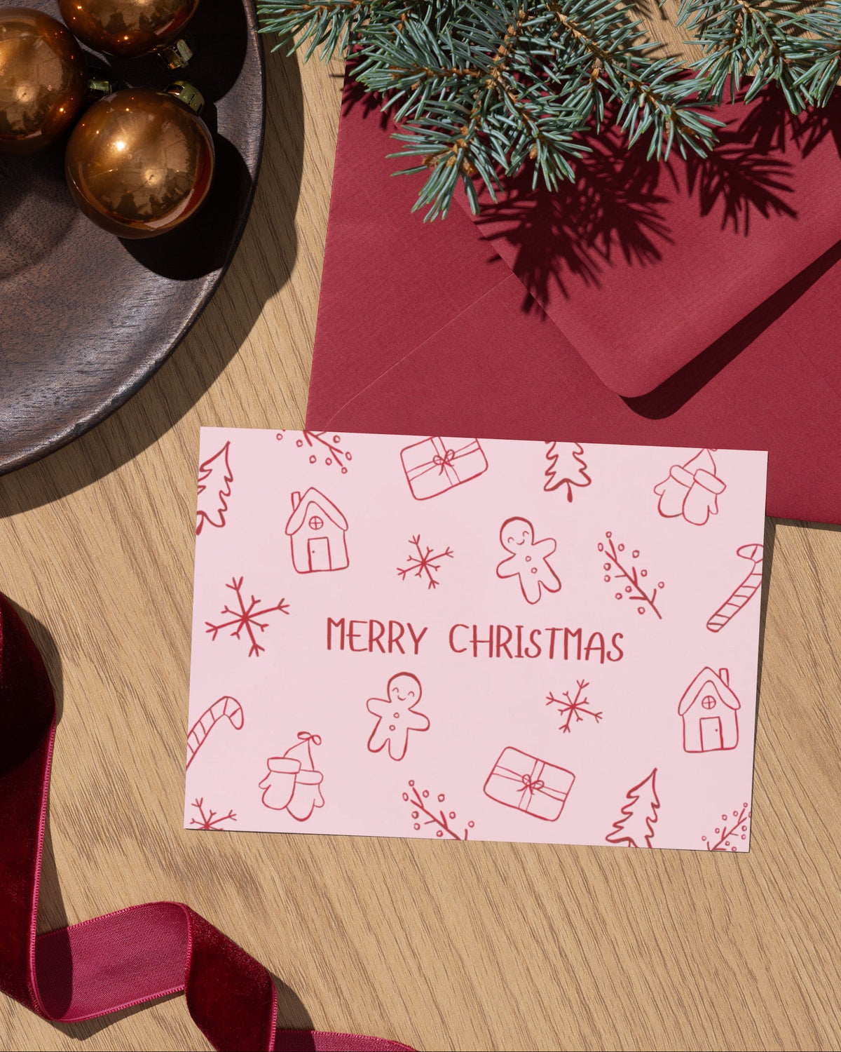 Weihnachtskarte mit Wintermotiven - "Merry Christmas"