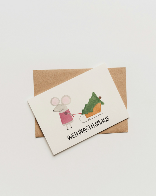 Weihnachtskarte mit Maus - Einzigartige Karte "Weihnachtsmaus"