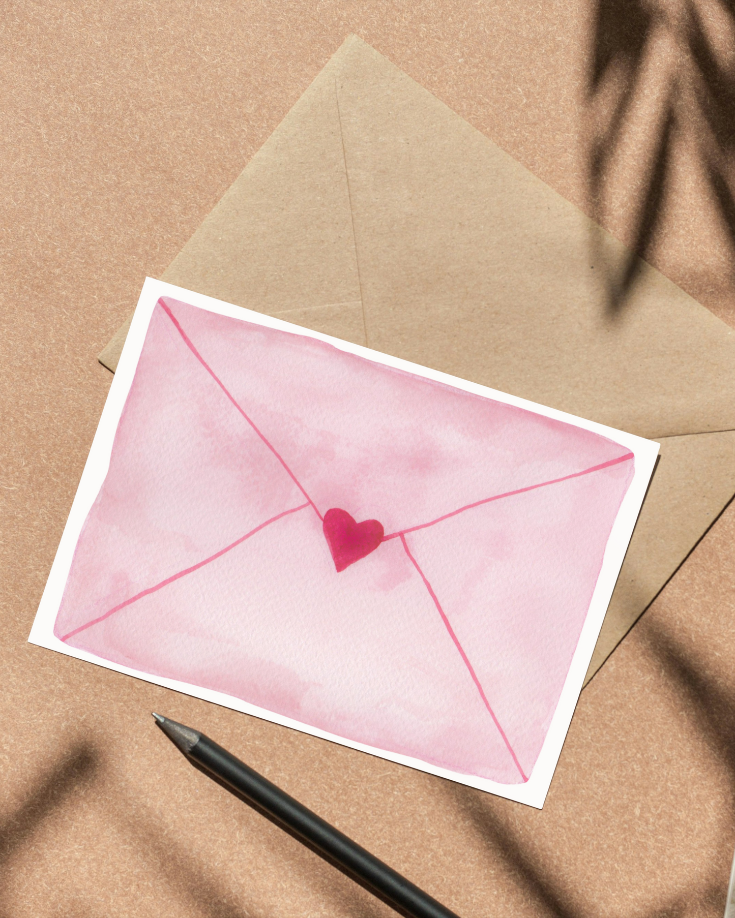 Romantische Karte mit Aquarell-Motiv - Schlichte Postkarte "Love Letter"