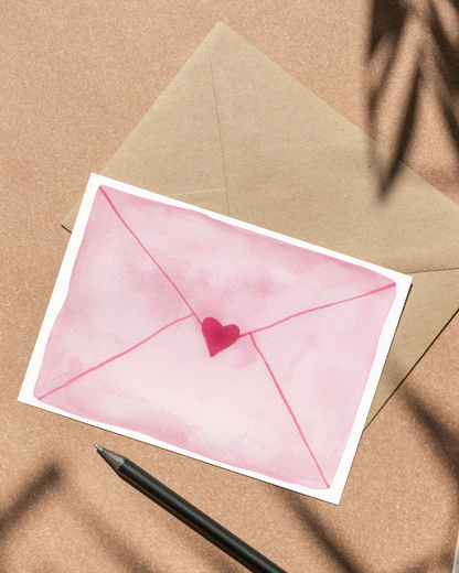 Romantische Karte mit Aquarell-Motiv - Schlichte Postkarte "Love Letter"