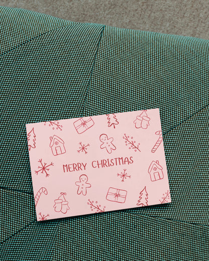 Weihnachtskarte mit Wintermotiven - "Merry Christmas"