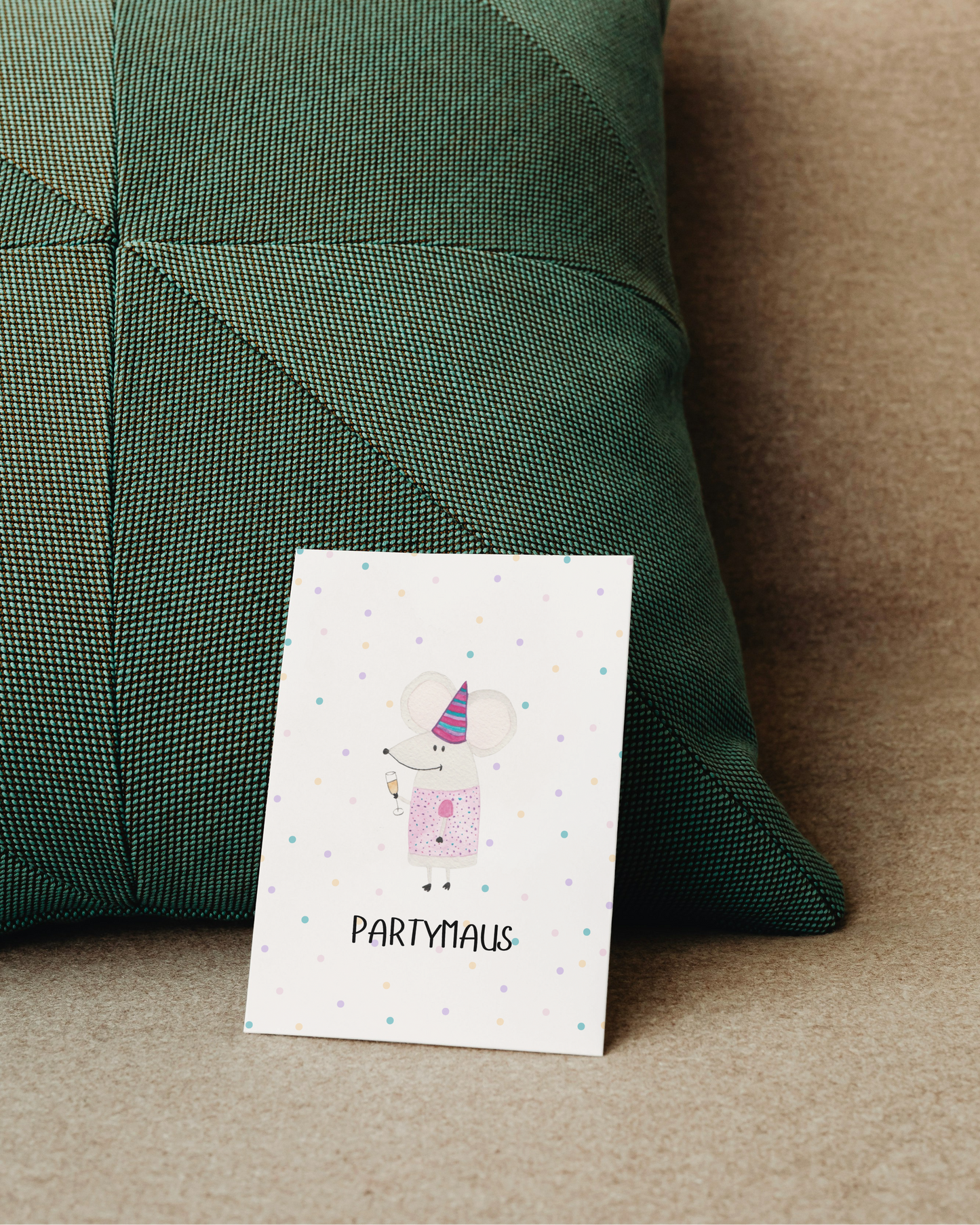 Geburtstagskarte mit Maus - Süße Postkarte "Partymaus"