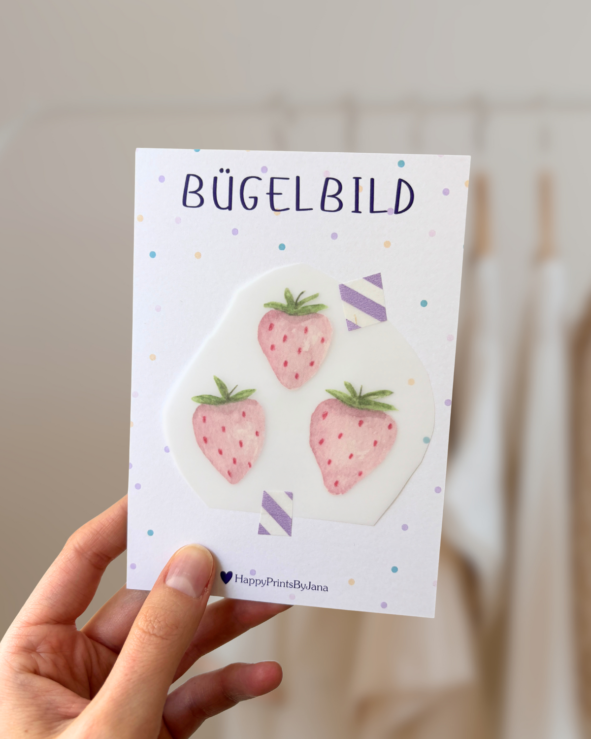 Bügelbild Erdbeeren - Sommerliches Bügelpatch zum Aufbügeln