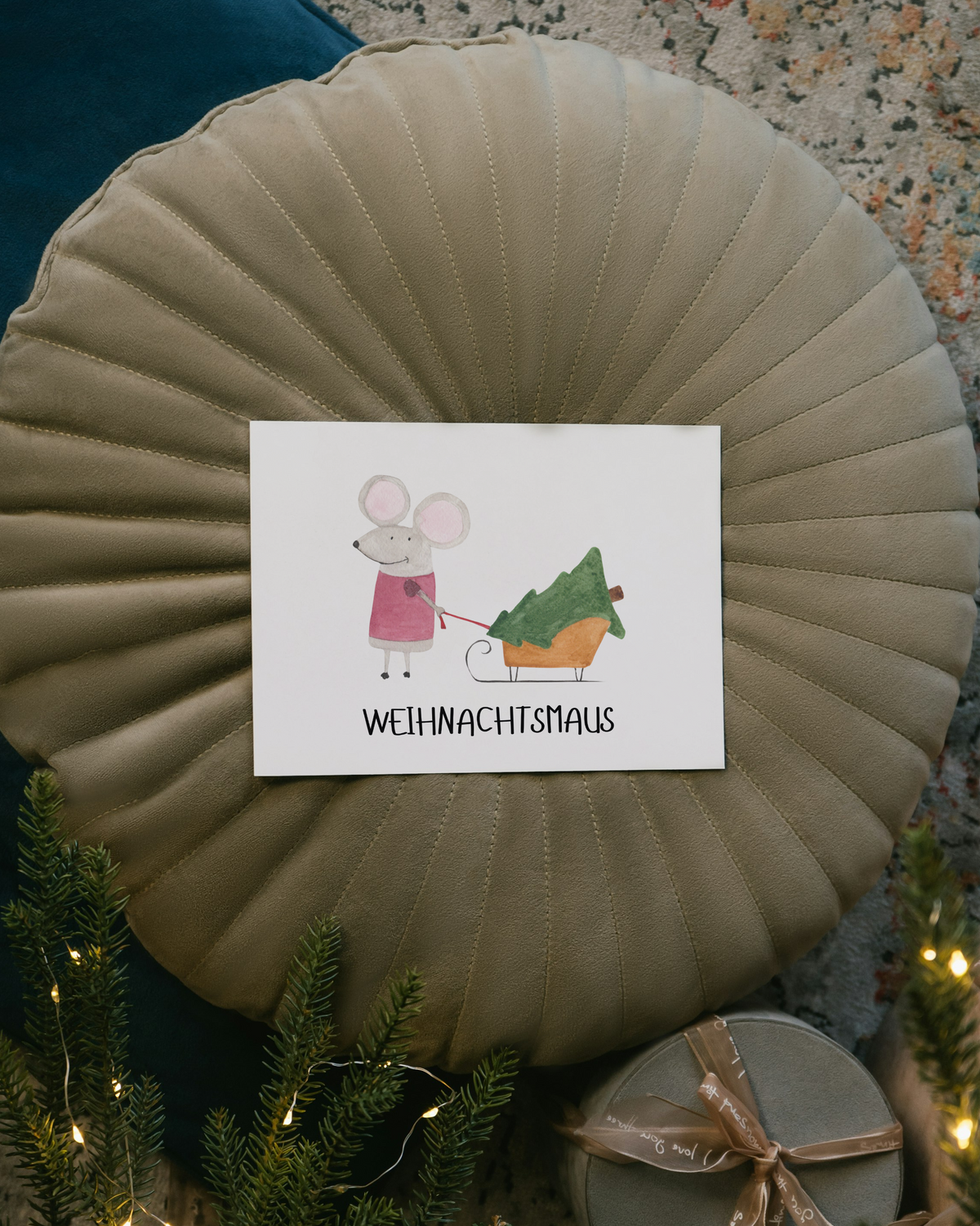 Weihnachtskarte mit Maus - Einzigartige Karte "Weihnachtsmaus"