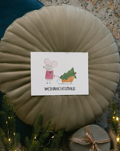Weihnachtskarte mit Maus - Einzigartige Karte "Weihnachtsmaus"