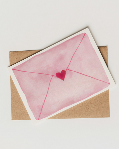 Romantische Karte mit Aquarell-Motiv - Schlichte Postkarte "Love Letter"