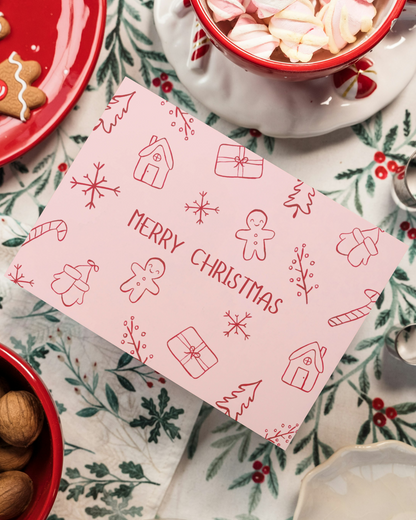 Weihnachtskarte mit Wintermotiven - "Merry Christmas"