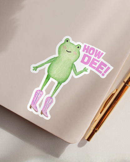 Sticker mit Frosch "How Dee" - Aufkleber für Laptop, Notizbuch & Co.