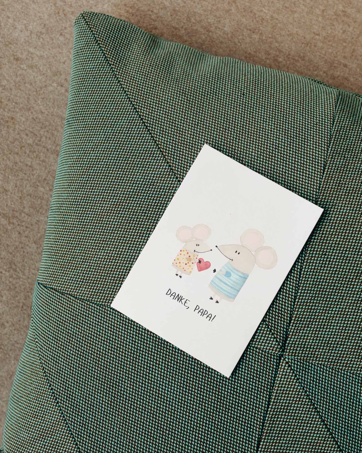 Vatertagskarte mit Mäusen - Niedliche Postkarte zum Vatertag „Danke Papa!“