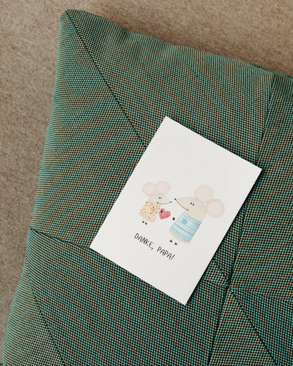 Vatertagskarte mit Mäusen - Niedliche Postkarte zum Vatertag „Danke Papa!“
