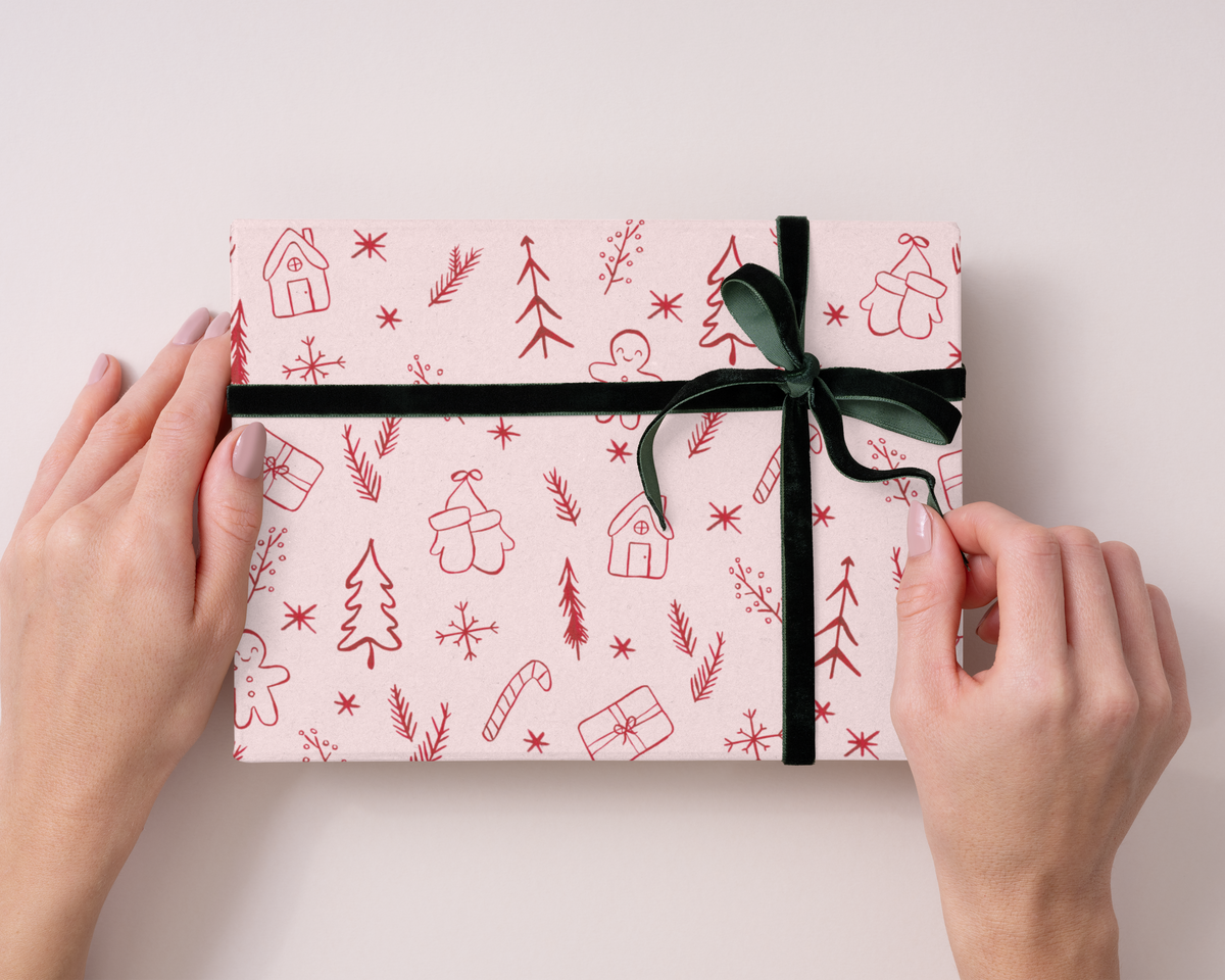 Geschenkpapier mit Wintermotiven 50x70cm - Weihnachtsgeschenkpapier