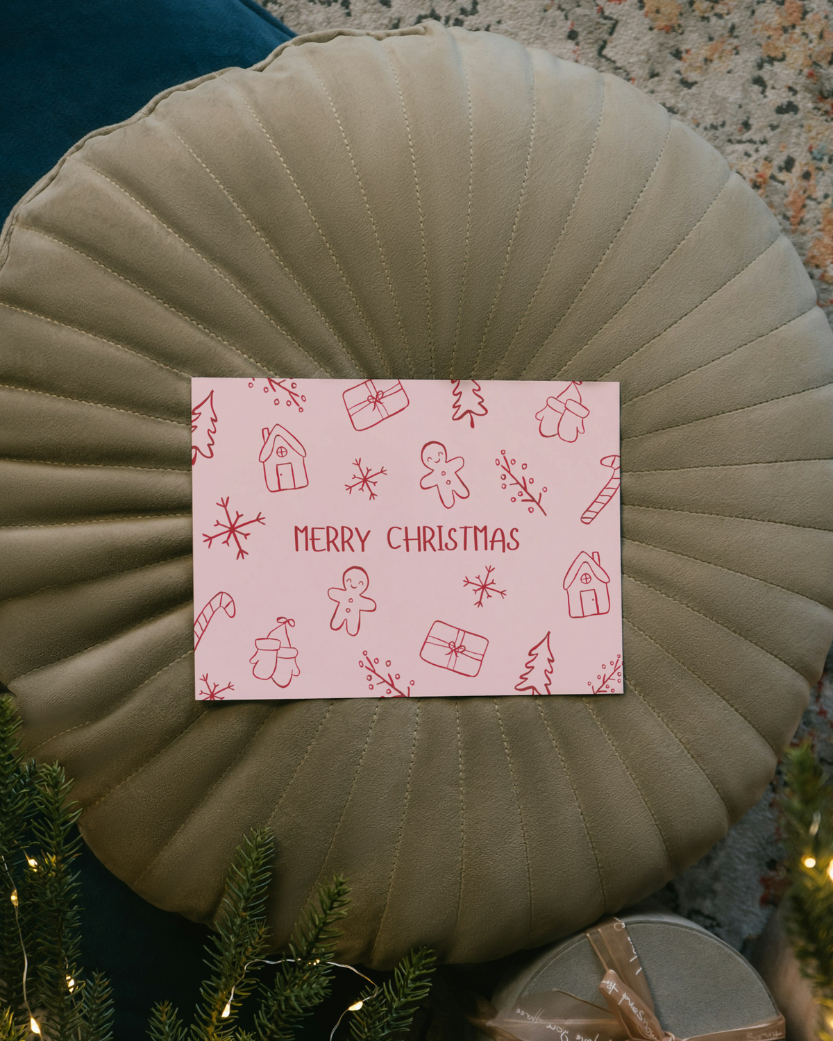 Weihnachtskarte mit Wintermotiven - "Merry Christmas"