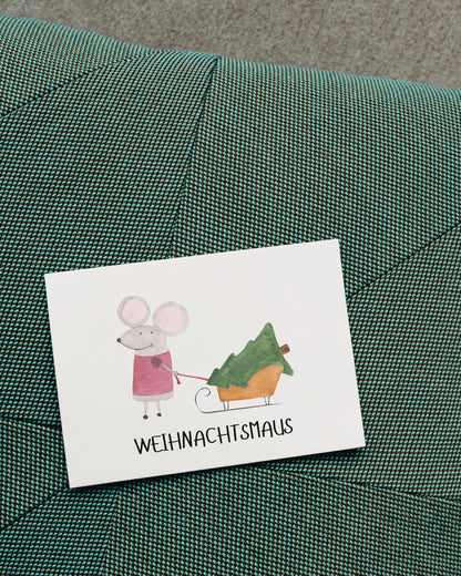 Weihnachtskarte mit Maus - Einzigartige Karte "Weihnachtsmaus"
